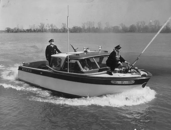 Windsor Fire Dept.'s Marine 1 on the Detroit River, 1968