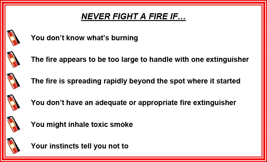 Never fight a fire if...